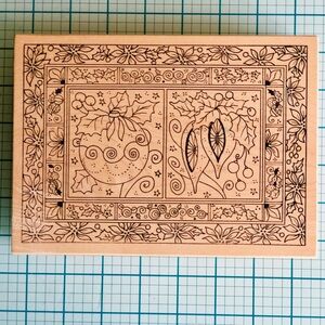 Large Christmas Theme Rubber Stamp. Magenta Brand. 7” x 4 3/4”. New Condition